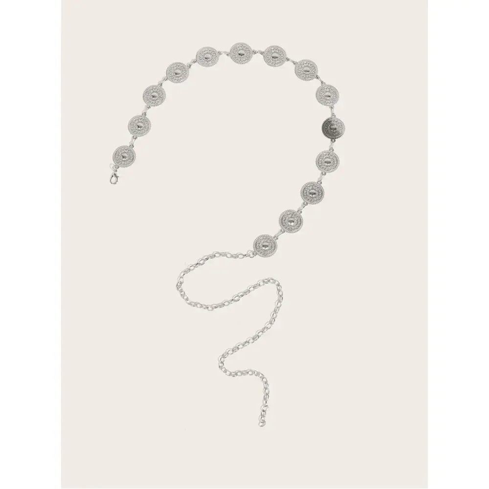 Silver Bohemian Medallion Chain Waist Belt